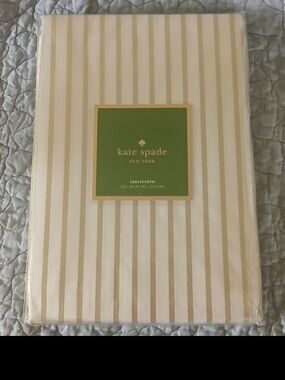 kate spade metallic gold striped tablecloth